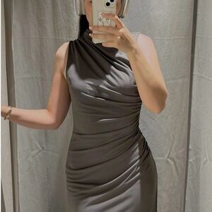 Chic One Shoulder Gray Dress